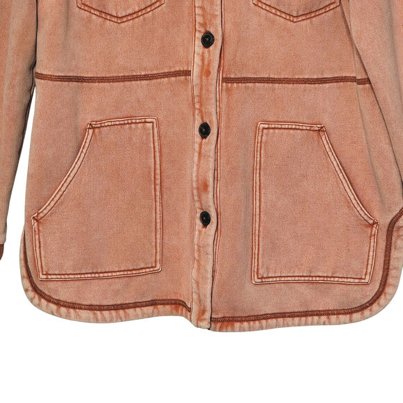 Pilcro Anthropologie Utility Shirt Jacket Retro Vintage Wash Button Up Red M - Picture 7 of 16